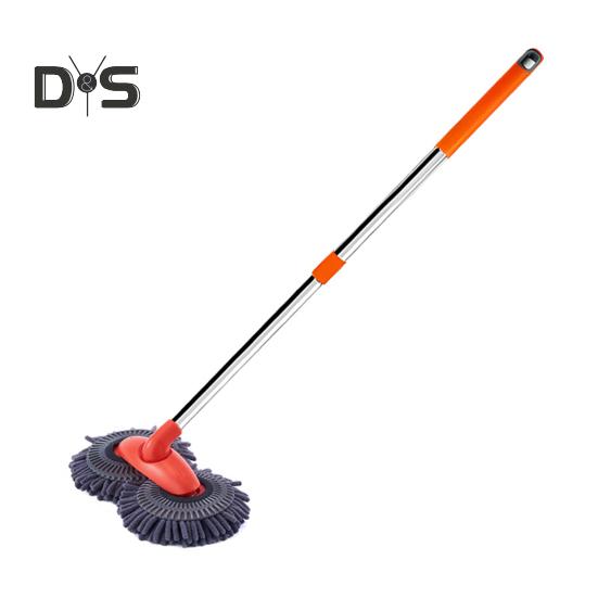 Швабра для мытья автомобиля, вращающаяся двухголовая щетка для очистки, телескопическая длинная ручка, инструмент для мытья автомобиля, швабра из микрофибры для лобового стекла