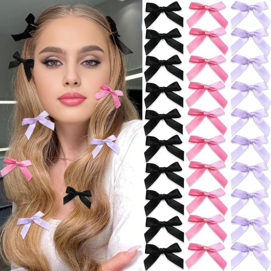 Yousheng 10/24Pcs Girl Hairpin Bowknot Decor Satin Hair Clips Star Shape Hair Pins Long Short Curly Braided Hair Tool Hair Accessories