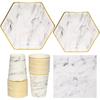 8Гостевая мраморная одноразовая посуда с золотым тиснением шестигранные бумажные тарелки салфетки свадьба Babyshower С Днем Рождения Декор вечеринки
