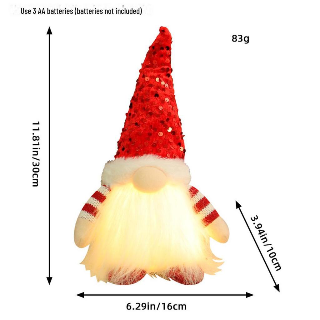 Кукла Рудольф и украшения в виде гномов без лиц с огоньками и пайетками для Рождества