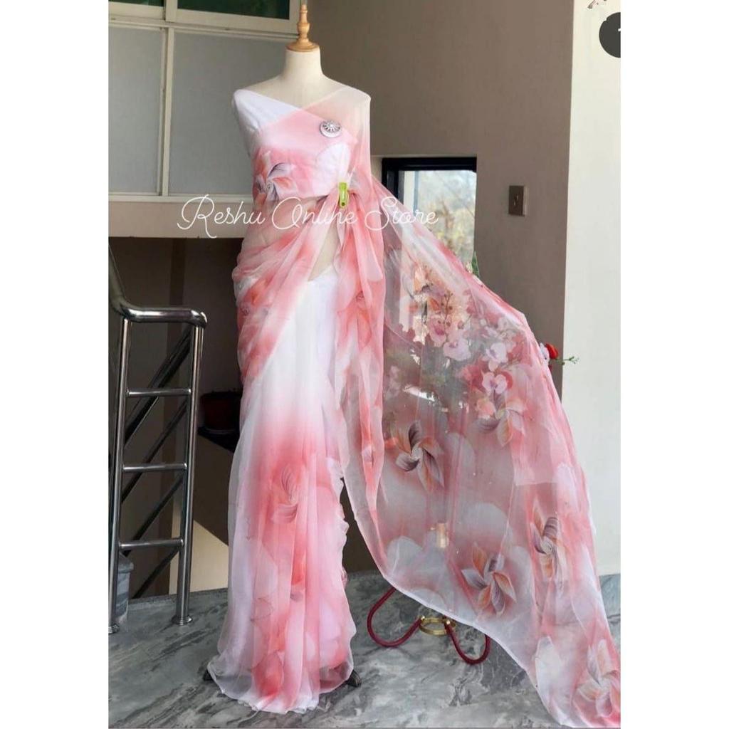 Stylish Casual Wear & Office Wear Saree for Women, Blouse (Need To Be Stitched As Per Size And Fit)