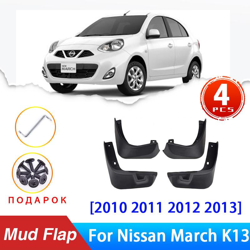 4x для Nissan March K13 2010 2011 2012 2013 грязевые передние и задние брызговики, обновленные брызговики, аксессуары для брызговиков D21