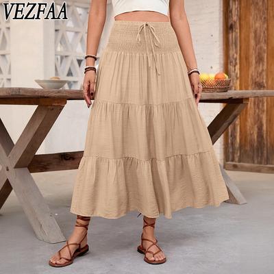 Женские однотонные повседневные юбки с принтом на лето и весну