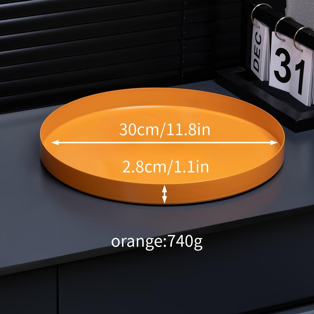 Разноцветные металлические подносы Кованое железо Круглый Органайзер для хранения в ванной комнате и спальне, Матовый глянцевый финиш Декоративный поднос для косметики, парфюмерии
