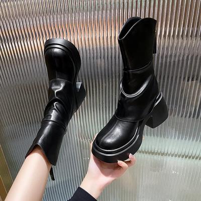 Женские ботинки на платформе, ботинки из мягкой кожи, уличные повседневные короткие ботинки, плюшевые теплые зимние ботинки для женщин, ботильоны на молнии
