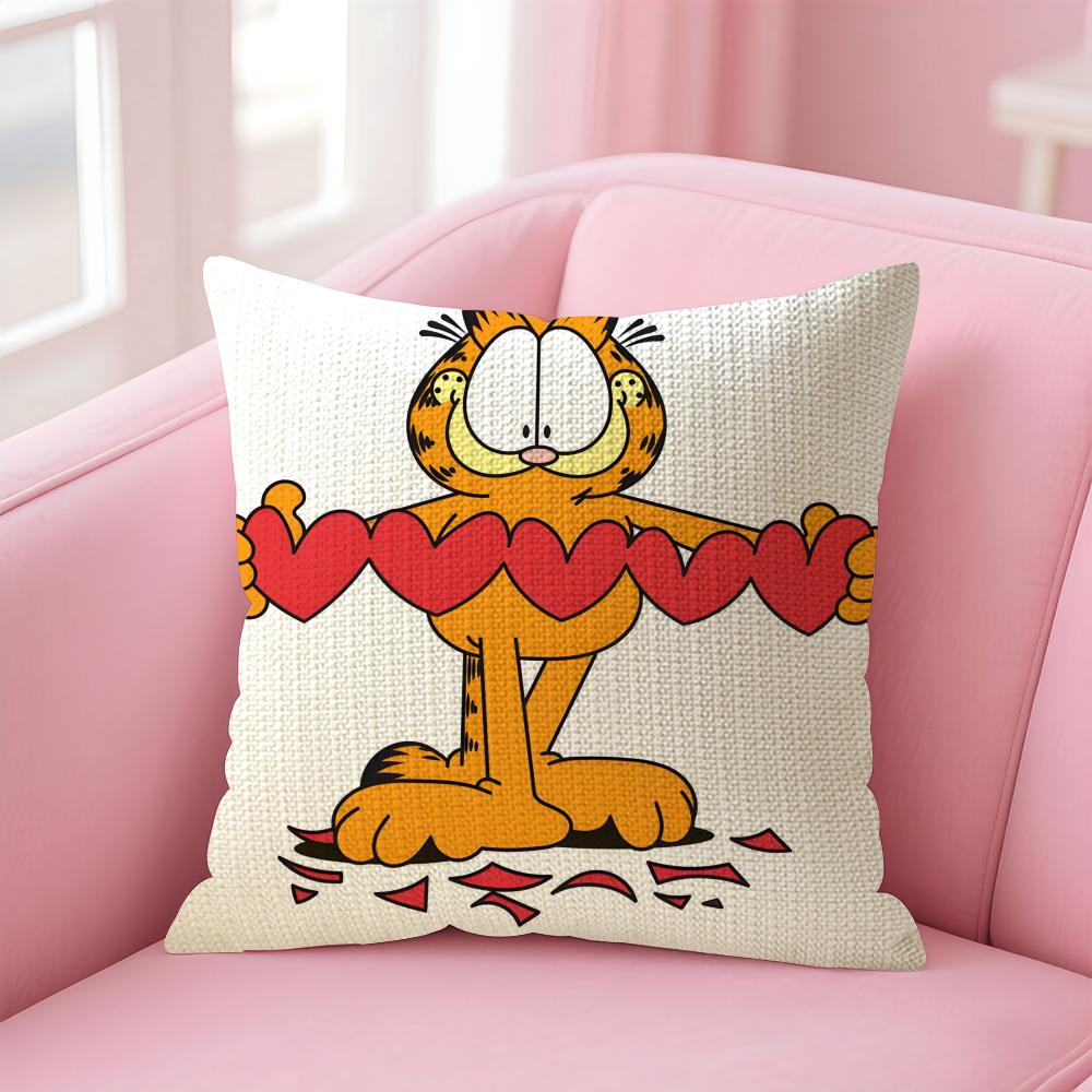 Cartoon GGarfield Cushion Cover Natural Linen Pillow Case DoubleSided Print Decorative Sofa Pillowcase Home Decor Gift