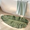 Green Leaf-Shaped Printed Carpet Home Decoration, Bathrooms And Entrance Door Mats, Highly-Absorbent And Dirt-Resistant