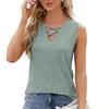 Spring Summer Sleeveless Blouse Women's Solid Color Jacquard Tied V-Neck Tank Top