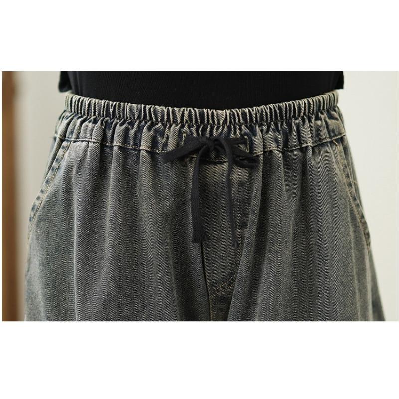 DIMANAF 2025 Женские джинсы больших размеров Новые длинные брюки Свободные джинсовые брюки Большой размер Повседневная вышивка Цветочный Осень