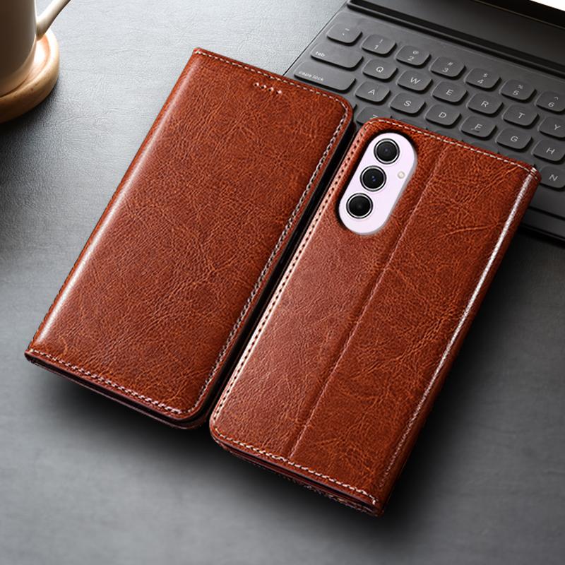 Флип-чехол из натуральной кожи Crazy Horse для Samsung Galaxy M21 M31 M31S M51 M22 M32 M52 M62 M23 M33 M34 M53 M54 M55