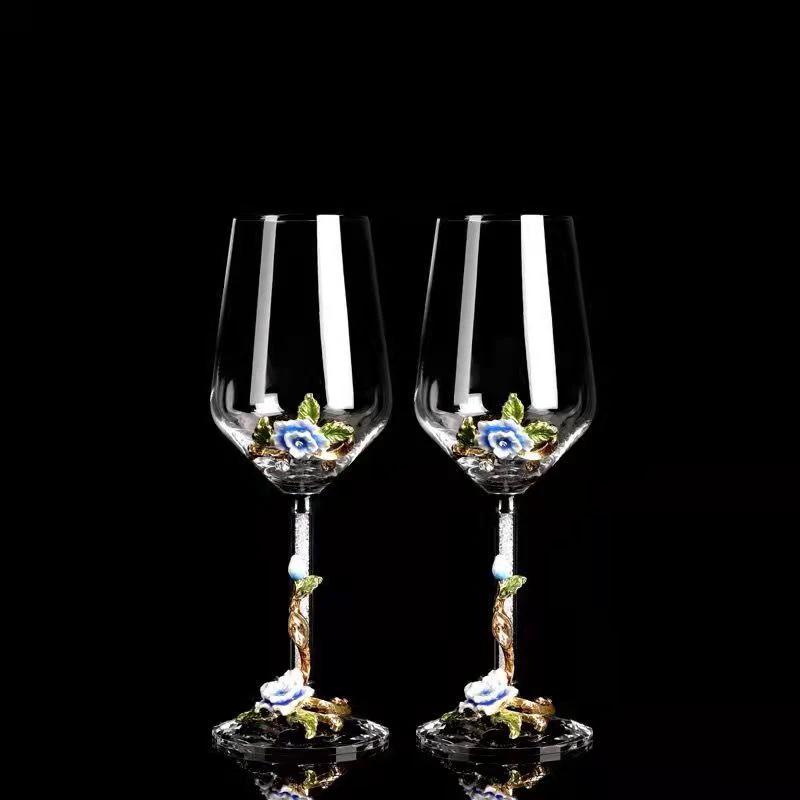 Enamel Crystal Glass Red Wine Cup Champagne Wine Glasses Luxury Glass Cups Wineglass Vintage Drinking Goblet Set Whiskey Barware