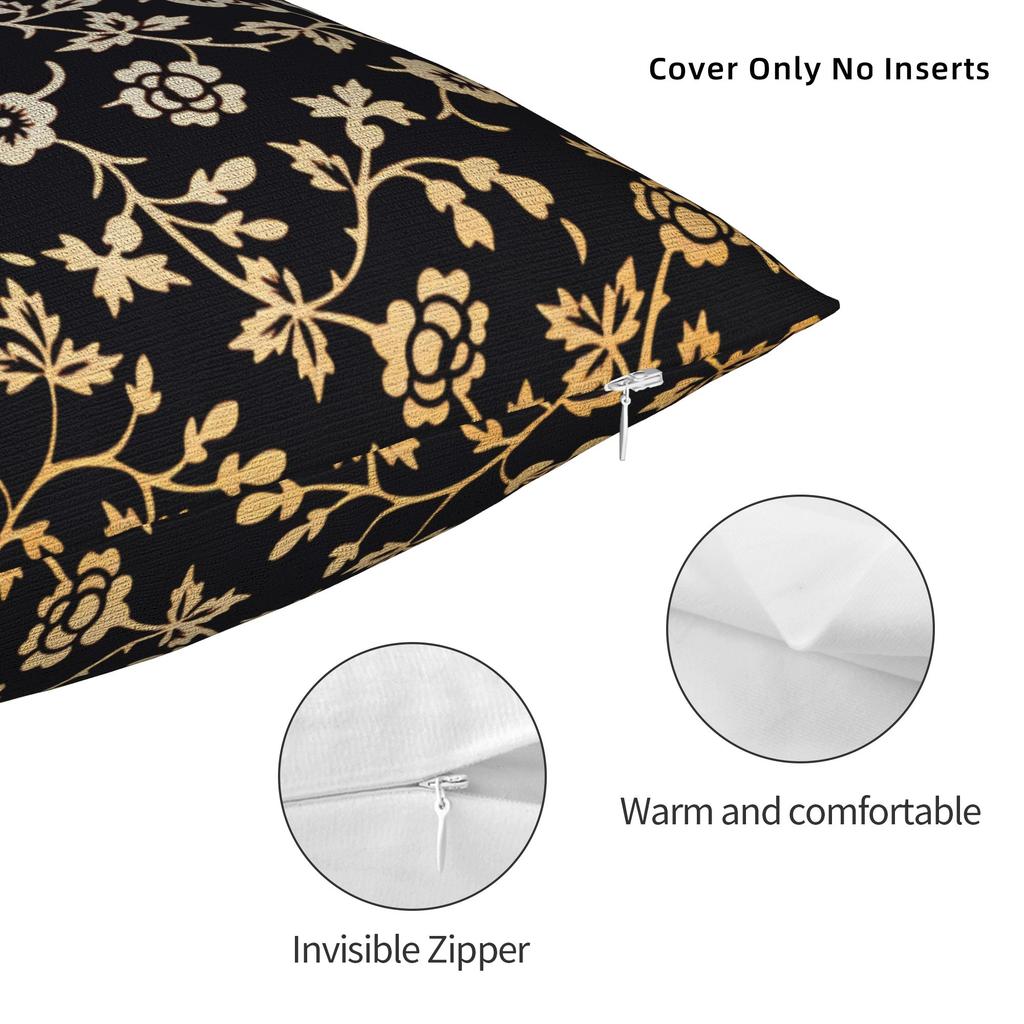 Pillow Case Black White Gold Flower Custom Pillow Cover For Living Room Bed Chair Fashion Pillowcases