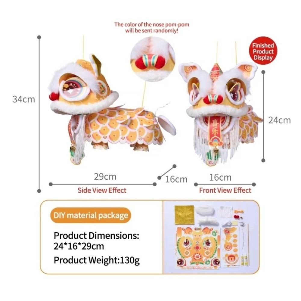DIY Material Package New Year Lion Dance Lantern with Tassel Festival Atmosphere Ancient New Year Lantern Hanging Ornament