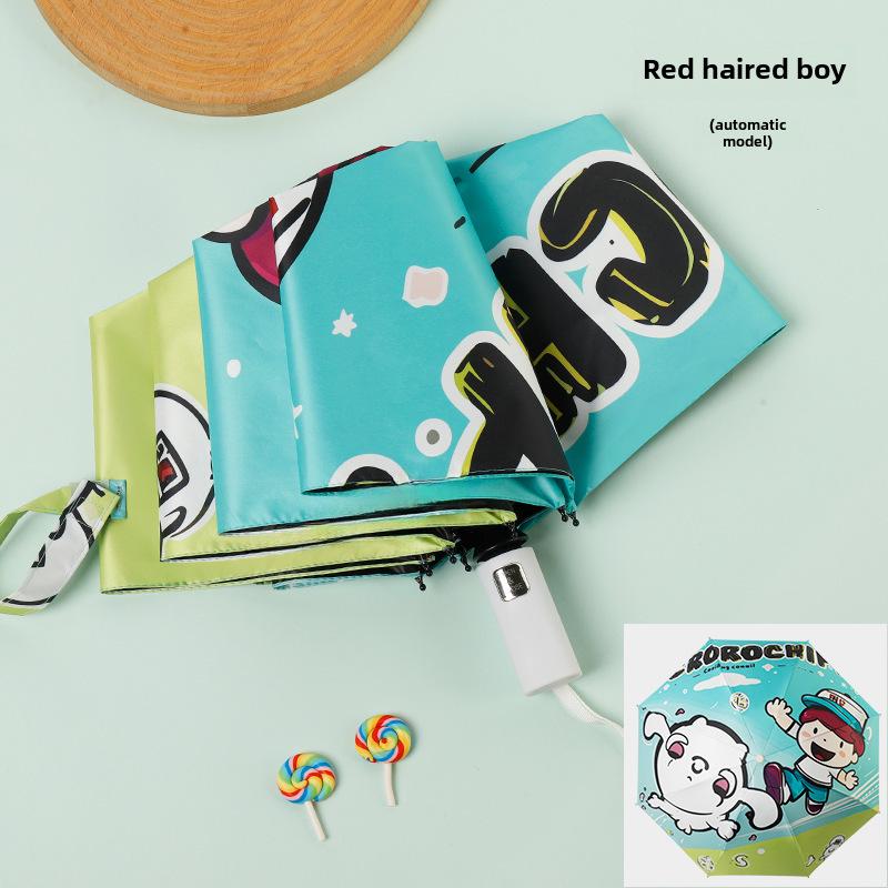 Складной черный пластиковый зонт двойного назначения с 8 спицами, автоматический, симпатичный