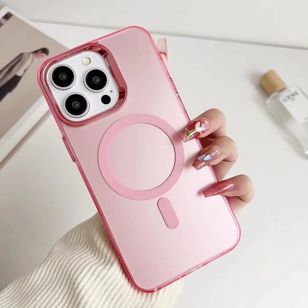Цвет Серебристый Imd Подходит для чехла для мобильного телефона Apple 15pro IPhone 14 Передовой датчик Гальваническое покрытие Объектив 13 Чехол с магнитной фиксацией