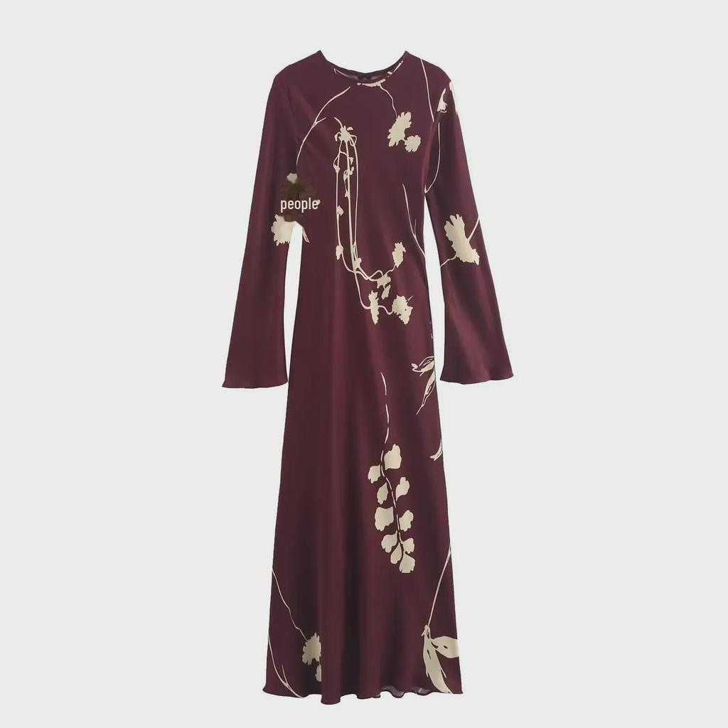 Женское шелковое атласное платье с длинными рукавами в европейском и американском стиле