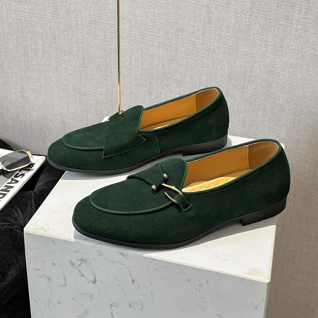 Fashion Men's Casual Shoes Cow Suede Genuine Leather Mens Slip-on Outdoor Driving Flats Classic Buckle Monk Loafers for Men