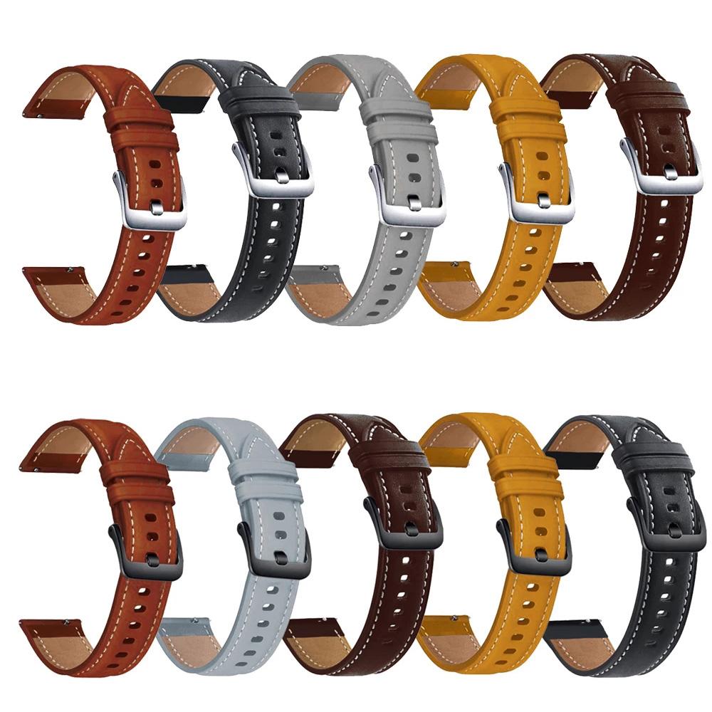 Кожаный ремешок 20 мм 22 мм для Huami Amazfit GTR 47 мм 42 мм GTR 4/3/2, сменный ремешок для часов для Samsung Galaxy Watch 3 Gear S3