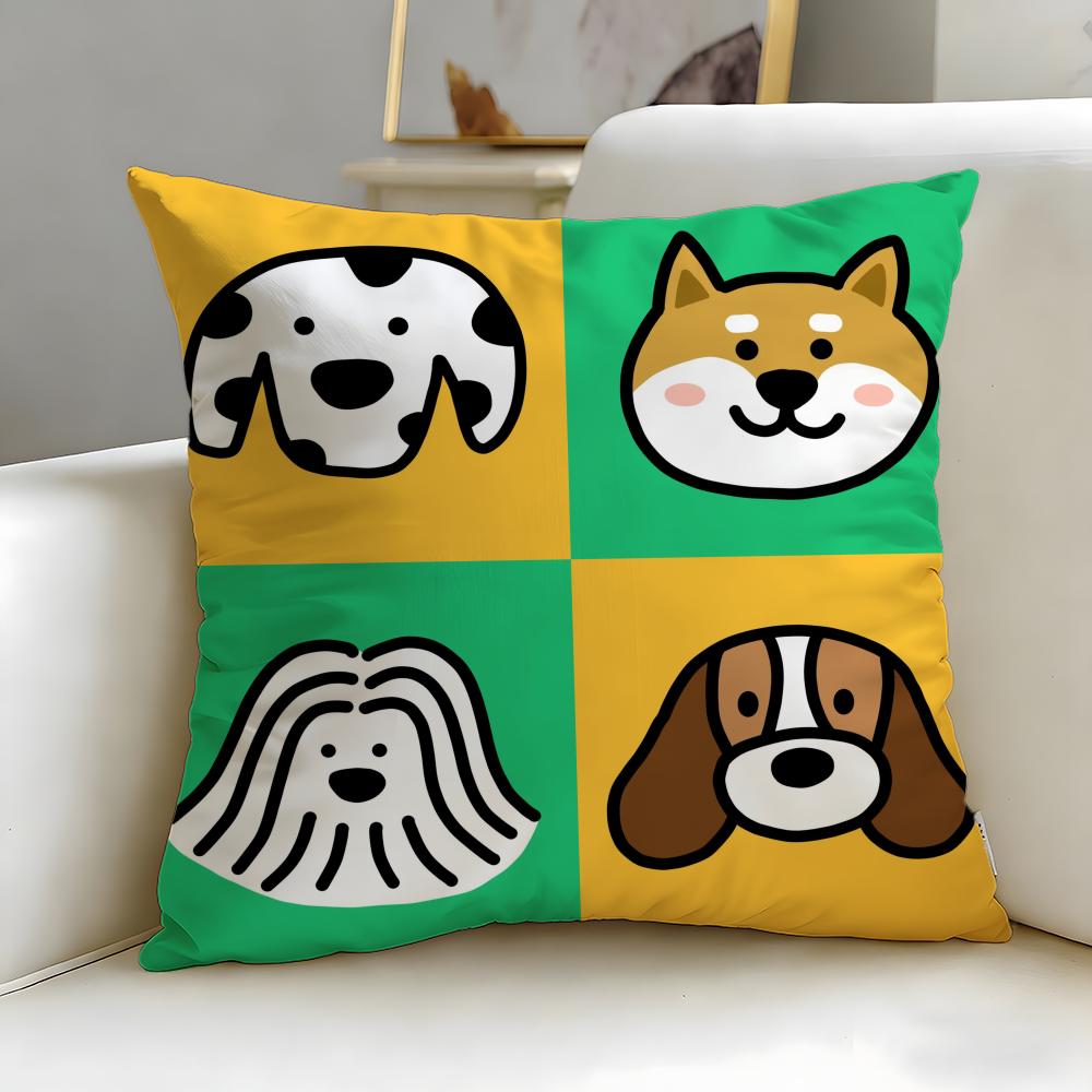 classic cartoon Cartoon Simple Dog Cushion Cover Soft & Easy-Wash Pillow Case – Versatile for Couch, Bed, Travel and Office