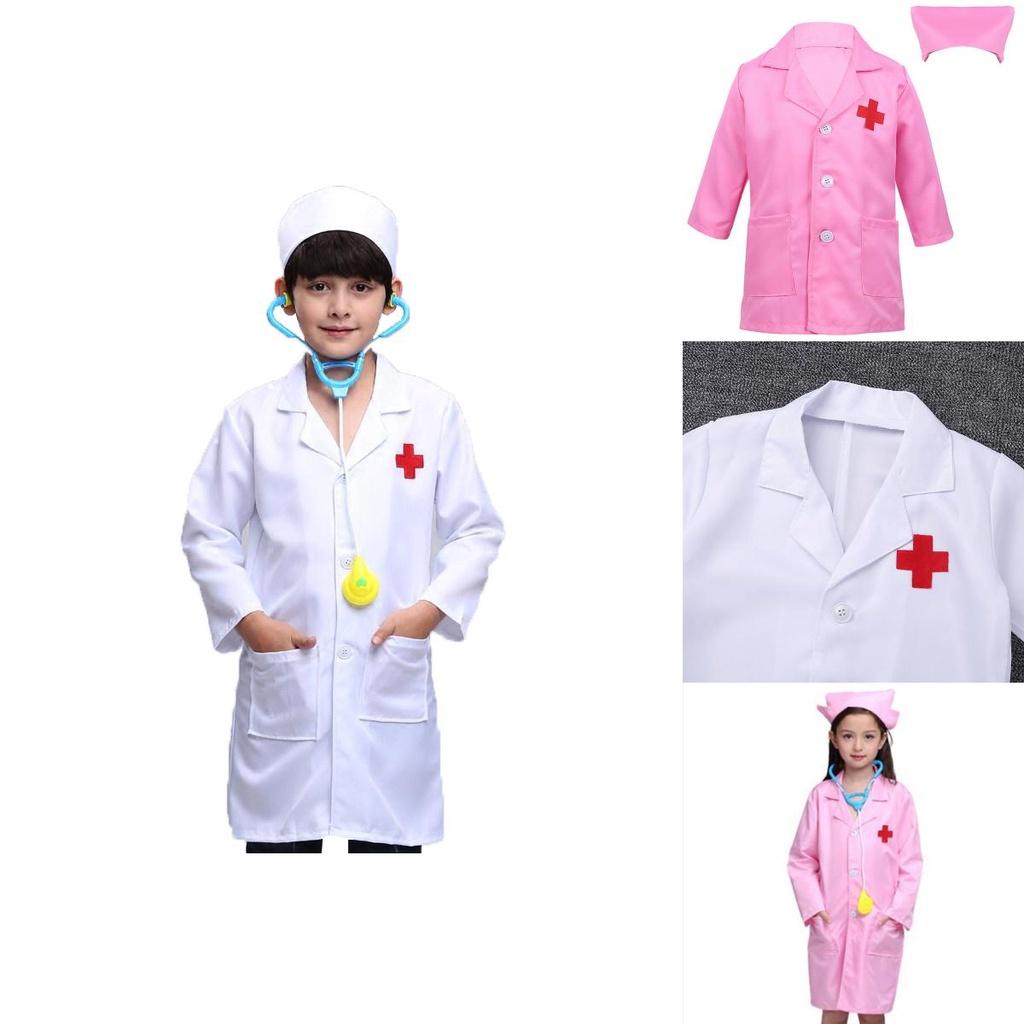 Стильный костюм доктора для детей с лацканами и застежкой на пуговицы для веселых игр