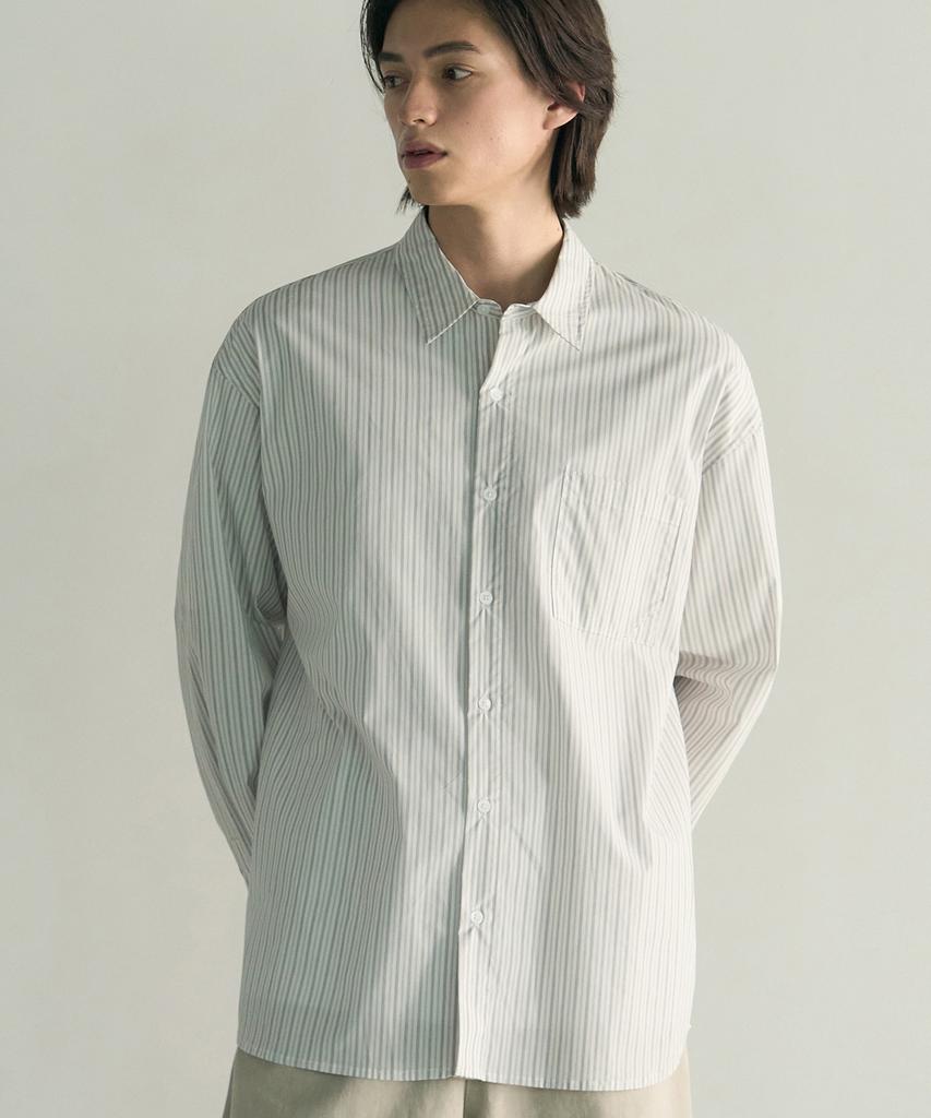 ROTEMBER Editor Log Striped Shirt [White]