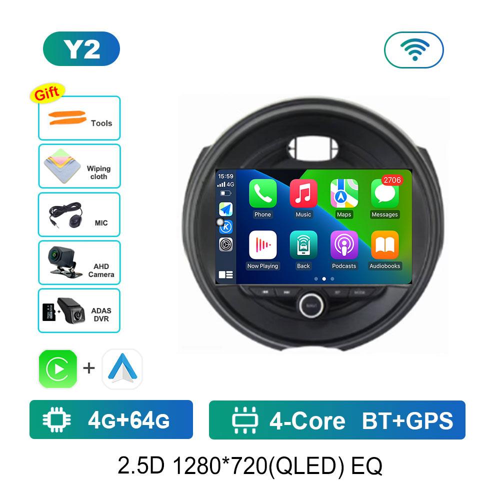 Для BMW MINI Cooper F54 F55 F56 F60 2015 - 2019 Автомобильная система Android 14 DSP Стерео 4G Навигация GPS WiFi IPS Сенсорный экран BT