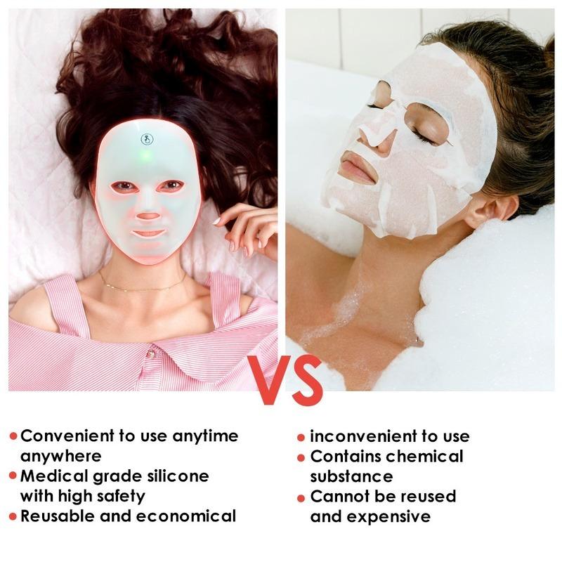 7-цветная светодиодная маска для лица, USB-перезаряжаемая, портативное устройство для ухода за кожей и красоты