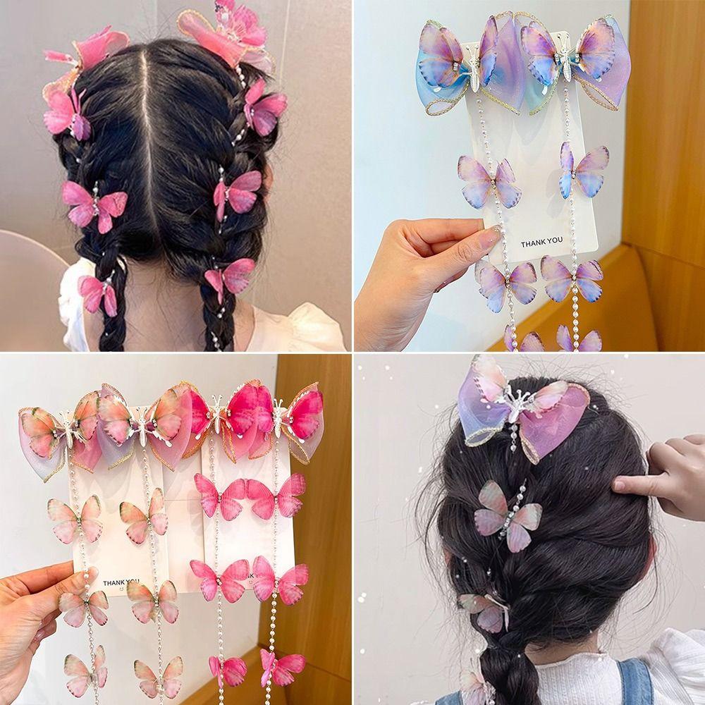 Mesh Pearl Braided Hairpin Braided Hair Chain Hair Clip Cute Children Flower Barrettes