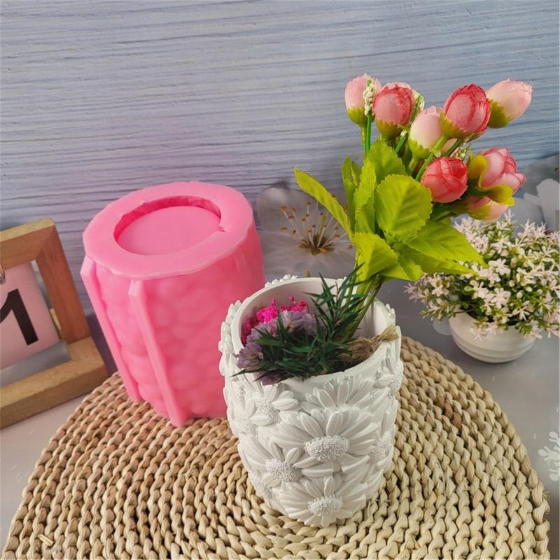 Силиконовые формы для ваз Силиконовые формы для кашпо Формы для рукоделия с цветочным узором Формы для орнаментов Подходят для цветочной вазы
