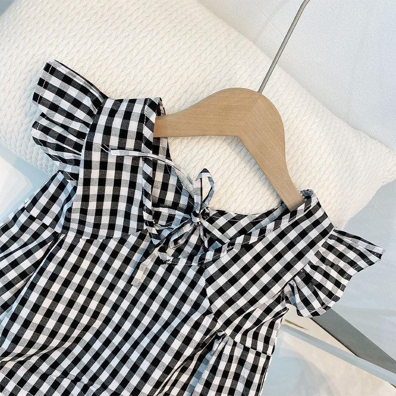 Костюм в западном стиле в корейском стиле для девочек, летний детский жилет с рукавами Xiaofei, детская рубашка, шорты, комплект из двух предметов Tide