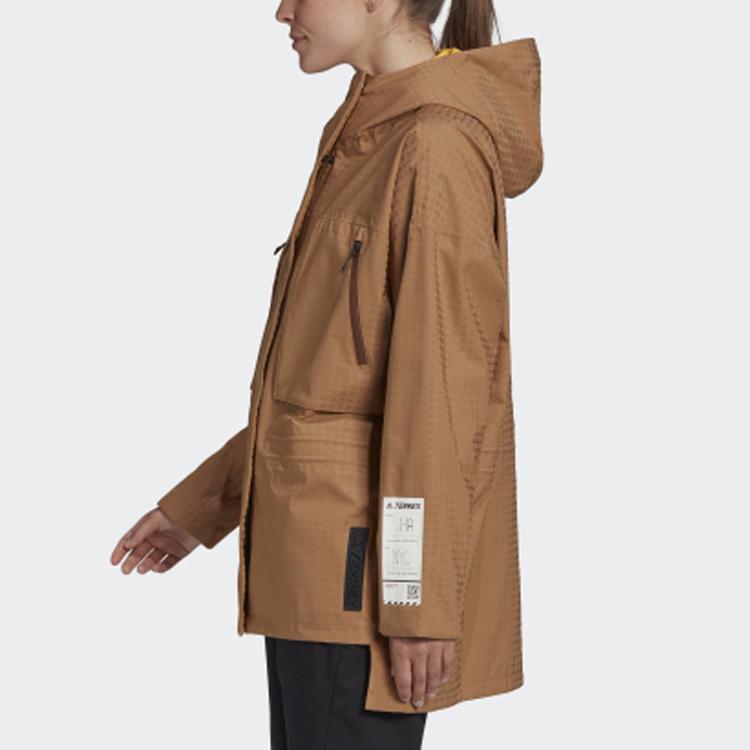 Adidas W Cap RR. Куртка спортивная на открытом воздухе с капюшоном рабочая куртка женская куртки бронзовый GF0047