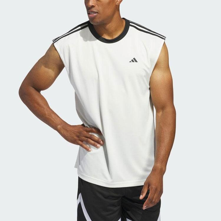 adidas Повседневная футболка без рукавов с круглым вырезом, мужские топы, белые IN2572