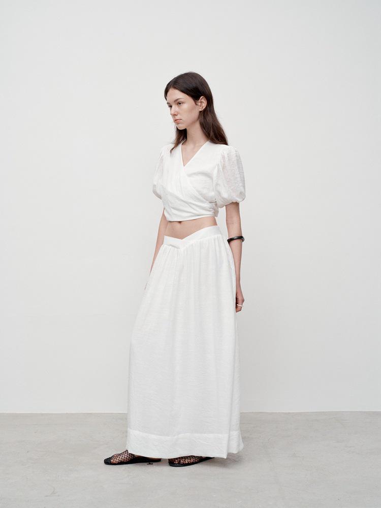 Французская блузка с пышными рукавами и завязками - Женский летний дизайн с V-образным вырезом, возвраты не принимаются