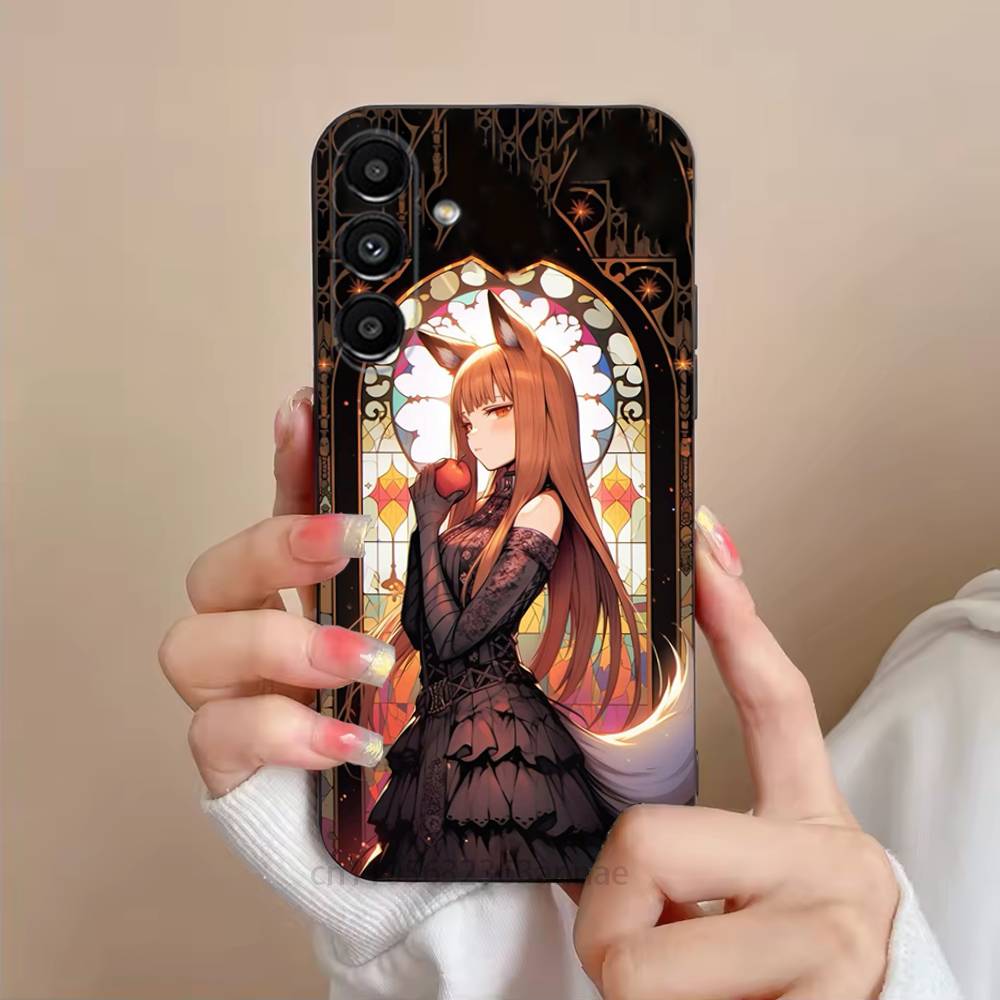 Чехол для телефона Аниме S-Spice and Wolf для Samsung S25,24,23,22,21,S20,Ultra,Plus,FE Черный Мягкий Чехол