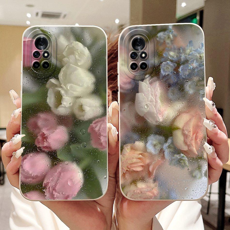 For Huawei Nova 8 8i Beautiful Bow Rose Painting Phone Case For Huawei Nova8 Nova8i Shockproof Soft Silicone Cases
