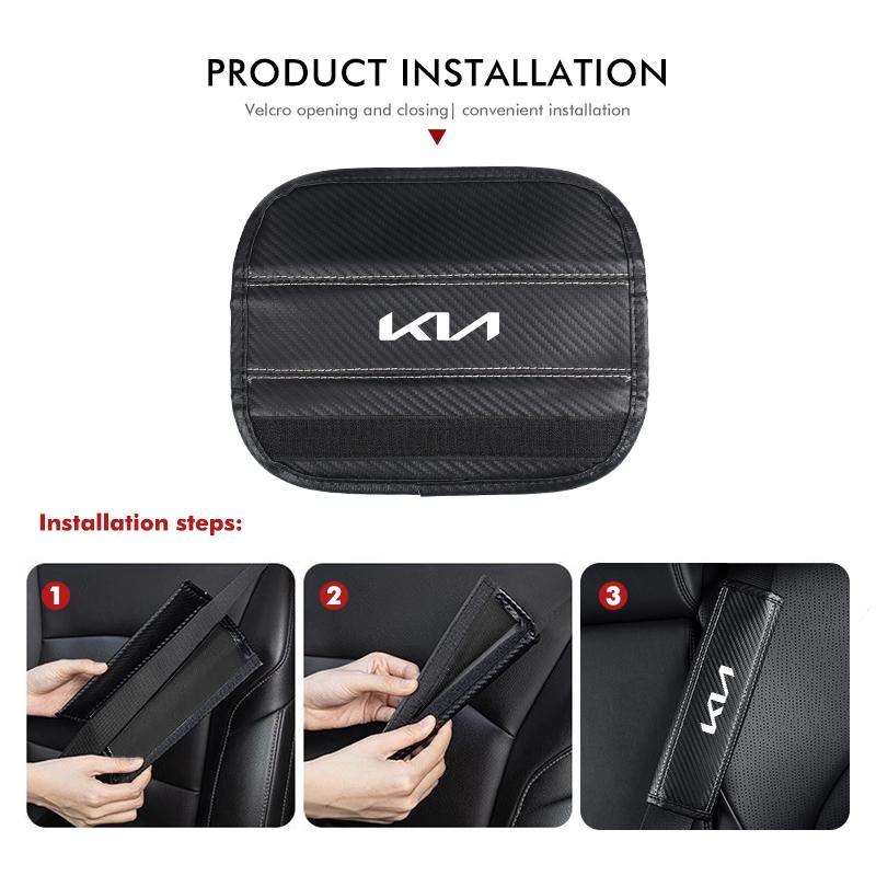 MYMX8 Leather Car Seat Belt Shoulder Protector Seat Belt Cover For KIA Spectra Sedona Cadenza Proceed Sephia Stonic Carens