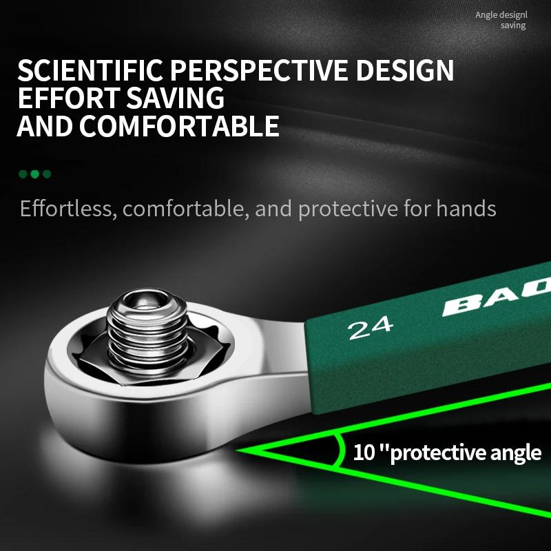 BaoLian Прочный Трещоточный Ключ 8-32мм Открытый Комбинированный Ключ «Цветок Сливы» Двусторонний Двойной Быстрый Трещоточный Ключ Инструменты для Авторемонта