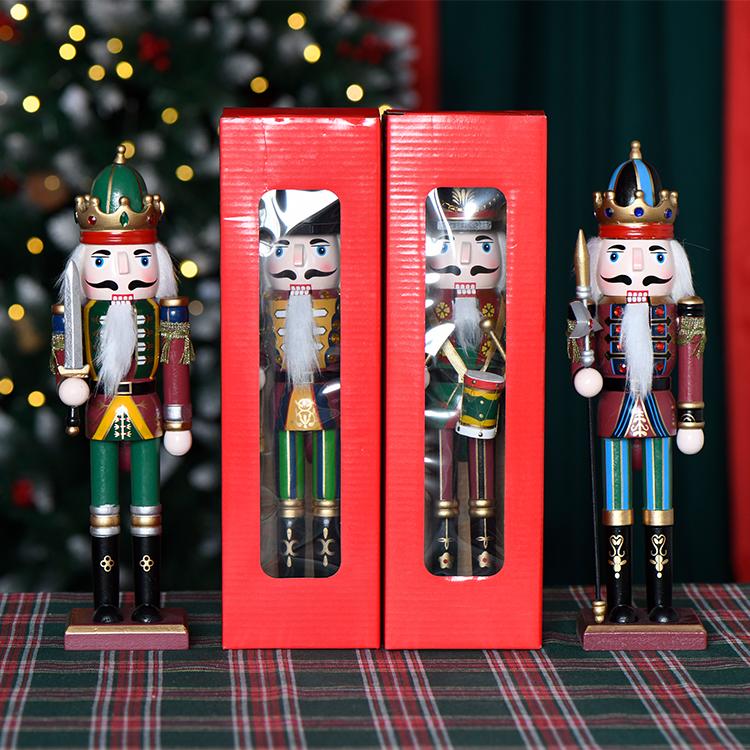 Retail 30cm Antique Pattern Christmas Soldier Nutcracker Dolls Traditional Xmas Decoration