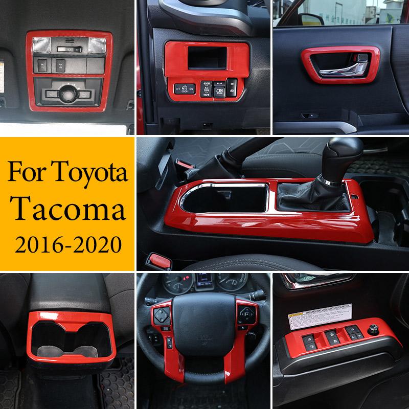 Для Toyota Tacoma 2016- ABS Красный Автомобильный Механизм Приборная Панель Рулевое Колесо Центр Управления Крышка Отделка Наклейка Автомобиль