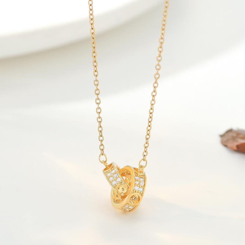 Ожерелья Модный дизайн Sense Двойное кольцо Ожерелье для девочек Подарок для женщин Подвески Модные винтажные кулоны Ювелирные изделия