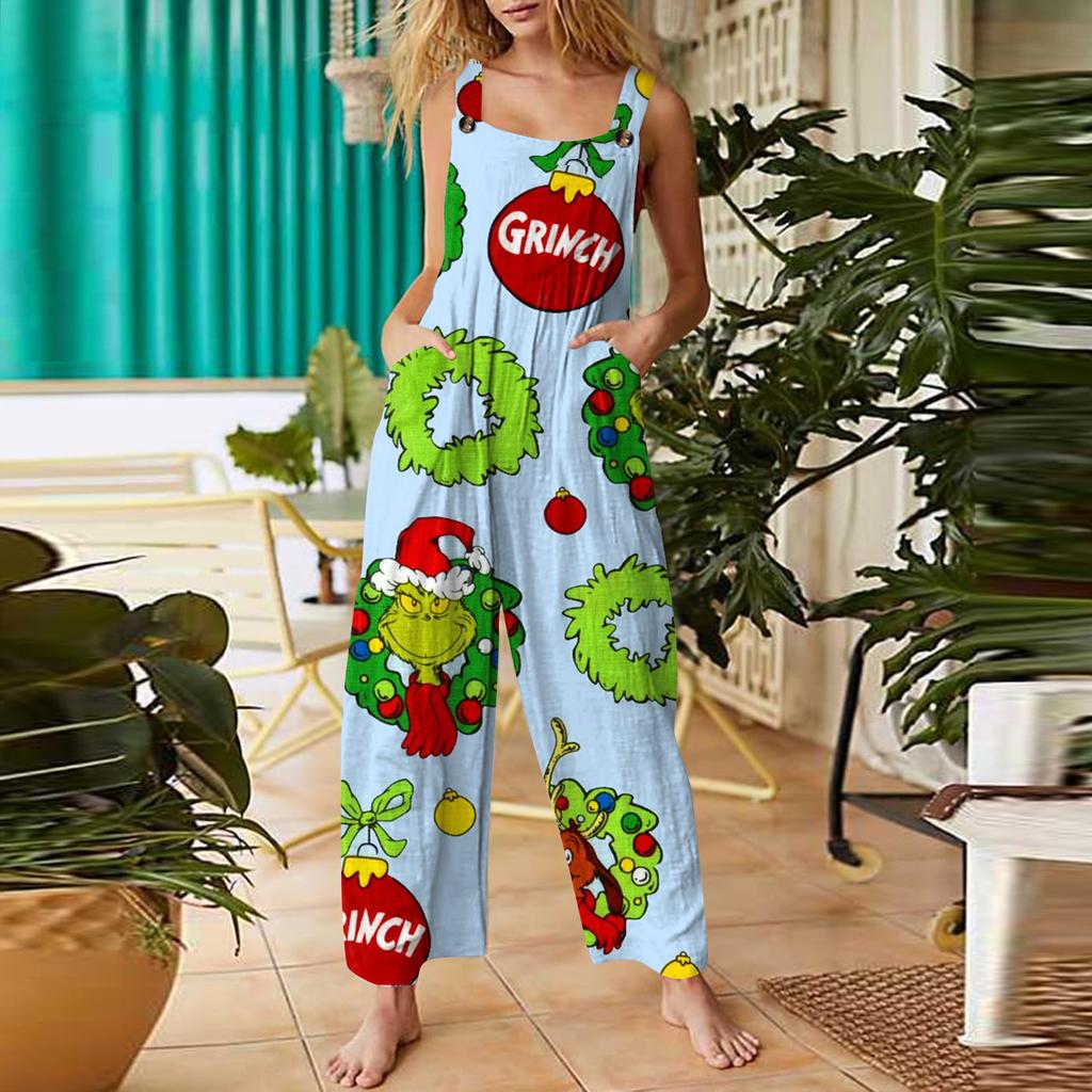 Womens Casual Overalls Jumpsuits Adjustable Straps Sleeveless Summer Cute Comfy Rompers With Pocket