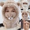 2020New Cute Bear Scarf Hat Earflap Hat Winter Warm Thickened Plush Cap Outdoor Windproof Ear Protectors Hats with Warm Mask