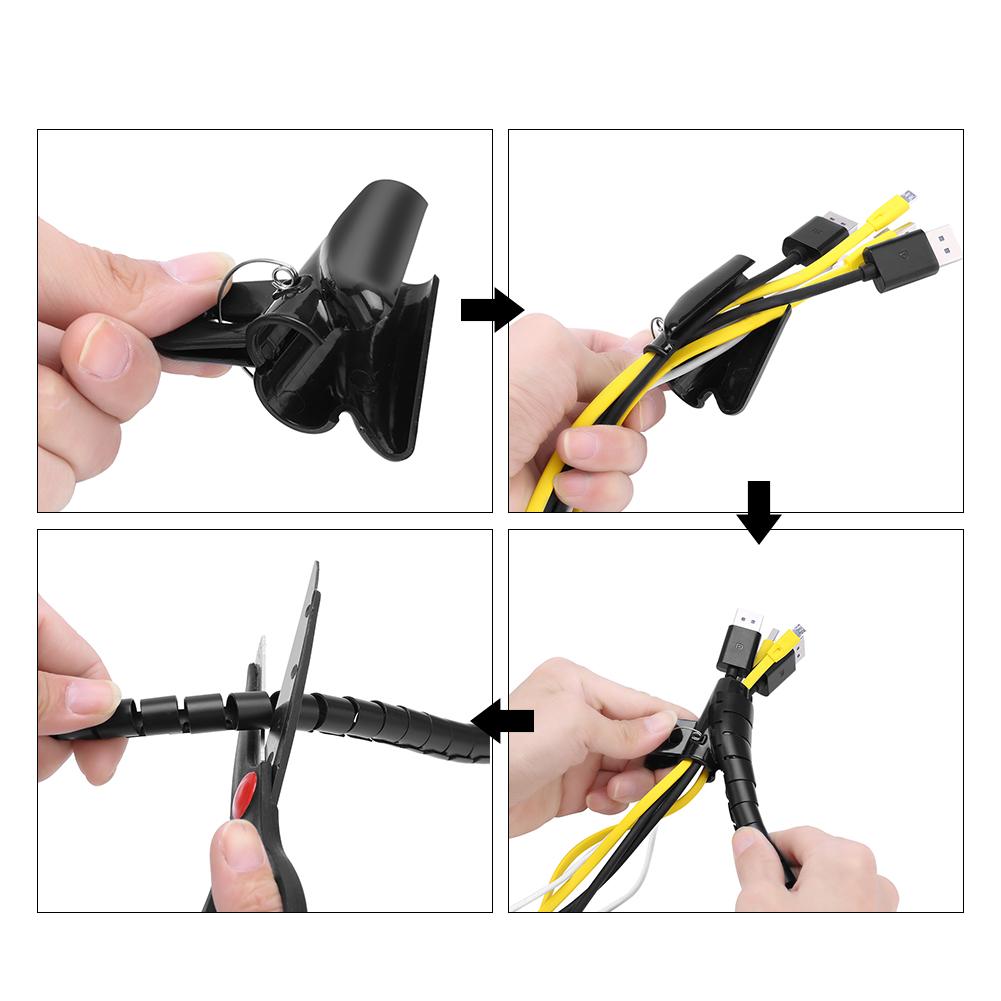 Гибкая спиральная трубка для кабельного органайзера, защитное устройство для проводов, серебряное 3,0 м * 16 мм