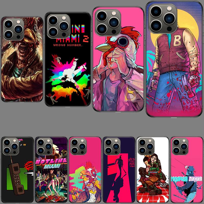 Игровой чехол Hotline Miami для iPhone 16E 15 Pro 14 Plus 17E 16 17 Pro Max Air 11 12 13 Mini Ударопрочный Capa Милый чехол TP