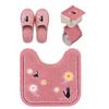 Kiki's Delivery Service Flower Walk Toilet Mat, Slippers and Paper Holder Cover by Senko, Pink, 3-Piece Set