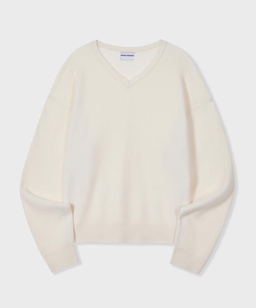 GLW Minimal V-Neck Crop Knit Ivory