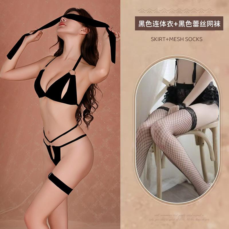 Сексуальное нижнее белье Сексуальная одежда Большой размер Прозрачная пижама из трех частей Костюм страсти Униформа Соблазн В комплекте