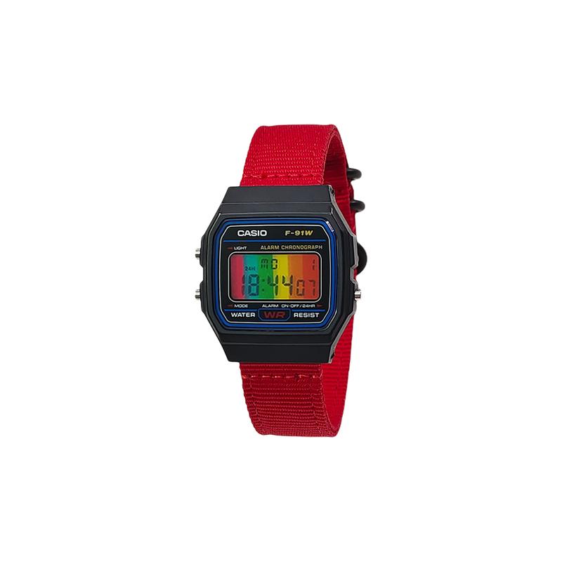 Casio Индивидуальные часы модифицированная серия различные цветные стекла черный пластиковый корпус классические ретро маленькие квадратные часы F-91WG F-91WG-9
