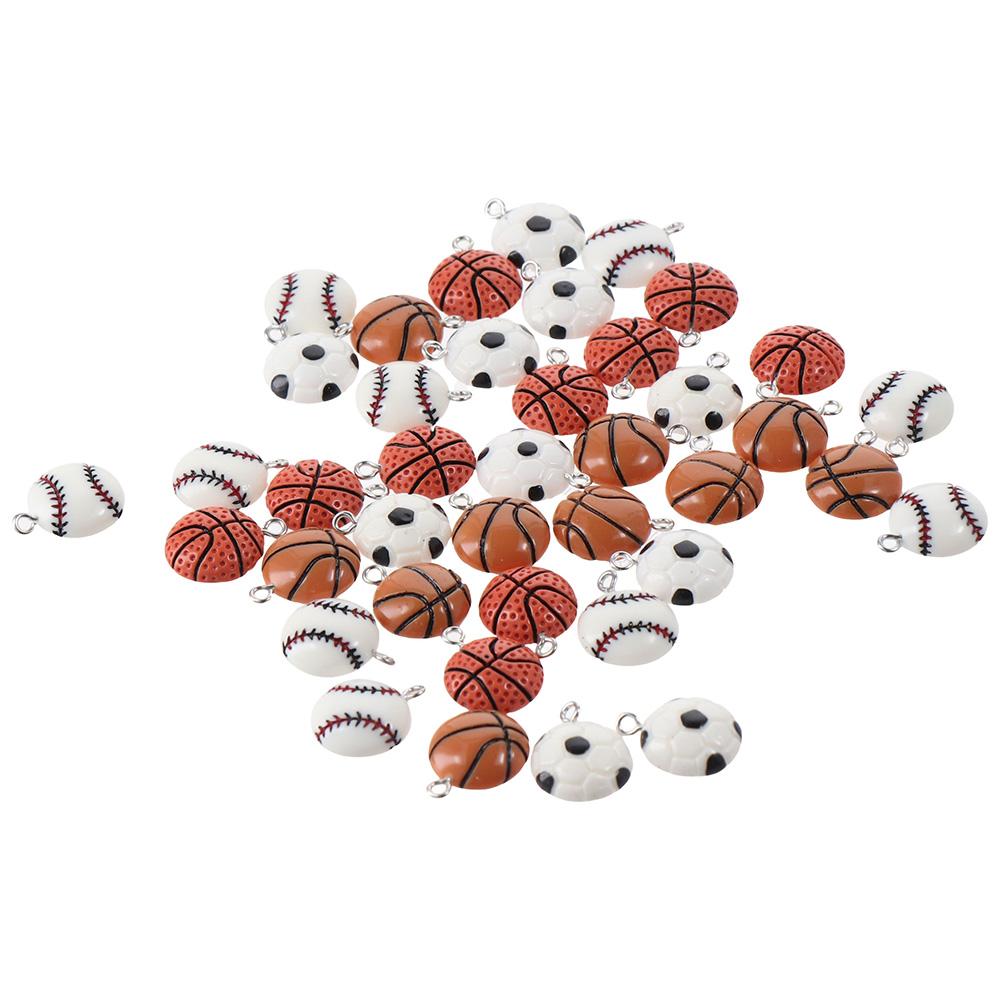 40 Pcs 40 Pcs Round Football Charm Resin Volleyball Charm Bracelet Basketball Charm  Women