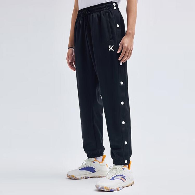 Anta Спортивные штаны с логотипом баскетбольной серии, прямые брюки со средней талией и свободными манжетами, мужские брюки, базовый черный 152321301-2